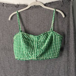 anthropologie cropped bandeau gingham top
